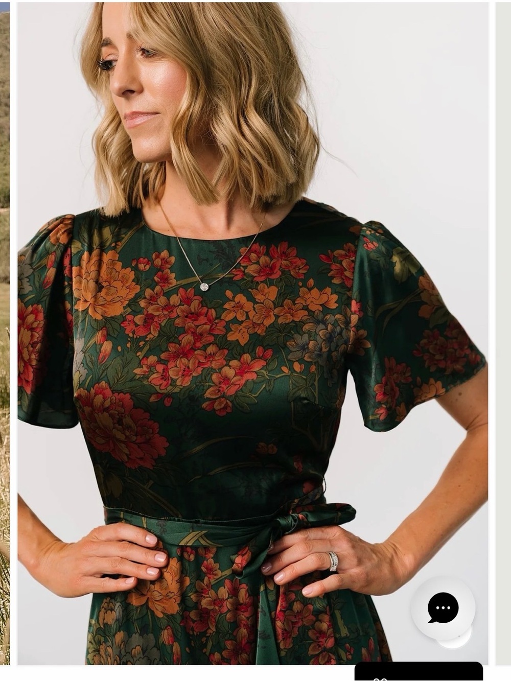 Agnes Satin Maxi Dress - Dark Green Floral